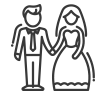 Graphic of a bride and groom holding hands